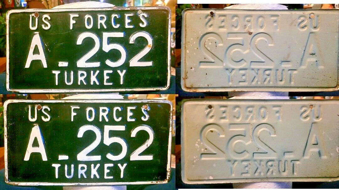 INTL - U.S. FORCES in TURKEY, ADANA NATO base,  scarce PAIR of license plates