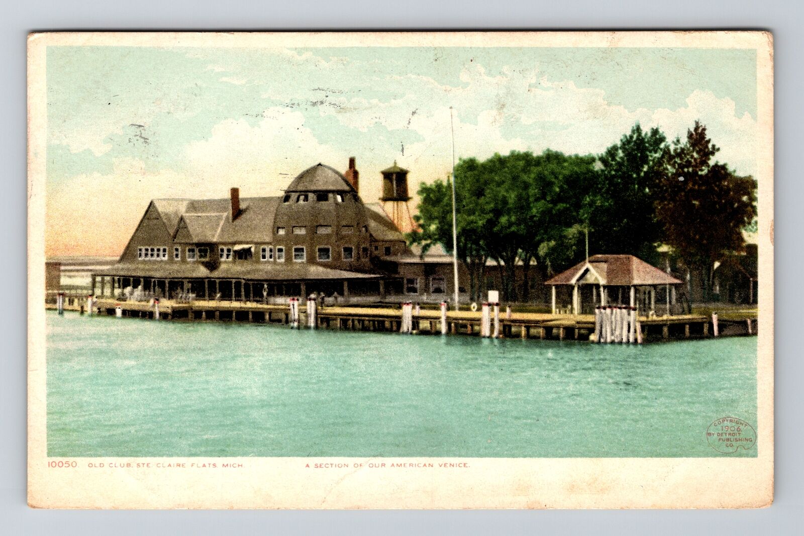 Ste Claire Flats MI-Michigan, Old Club, American Venice, Vintage c1908 Postcard