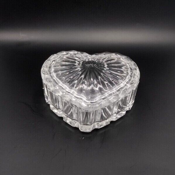 VTG Heart Shaped Trinket Dish, Crystal Clear Ind., Yugoslavia 24% Lead Crystal 