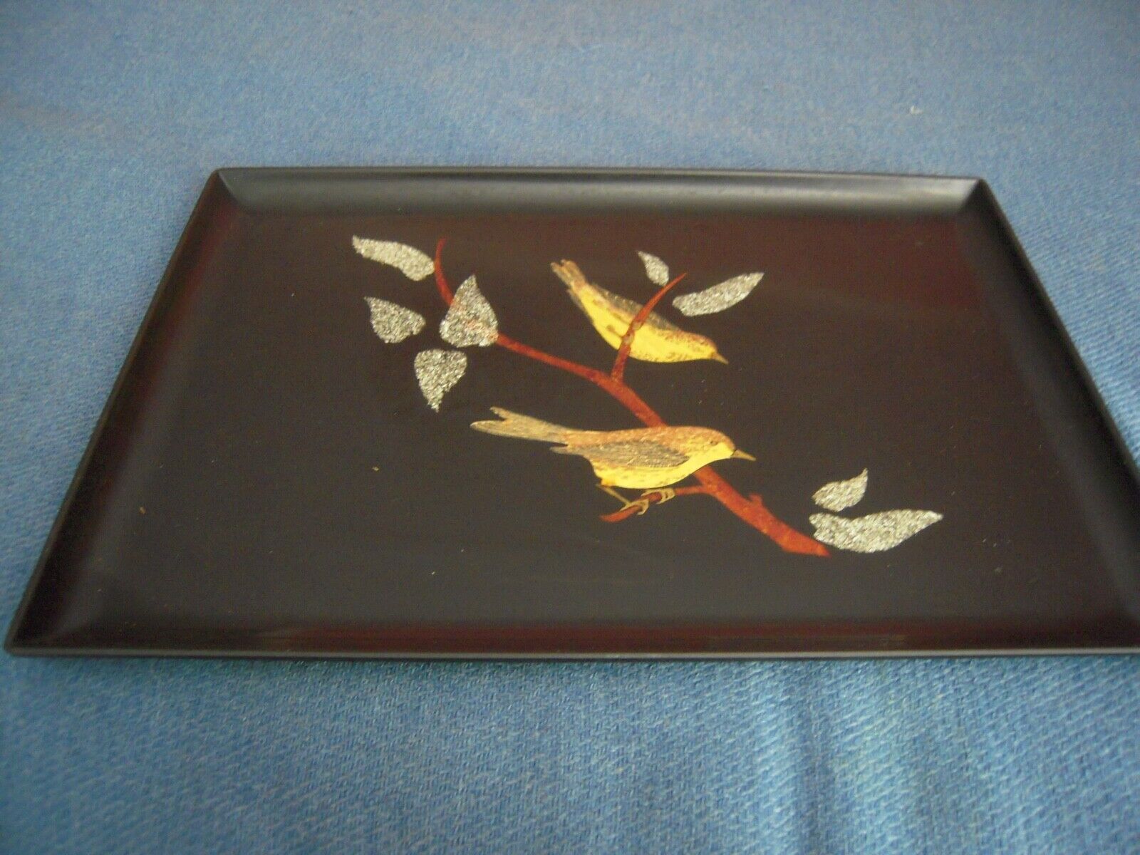 COUROC TRAY WITH 2 ON A BRANCH BIRDS 18 BY 12 1/2