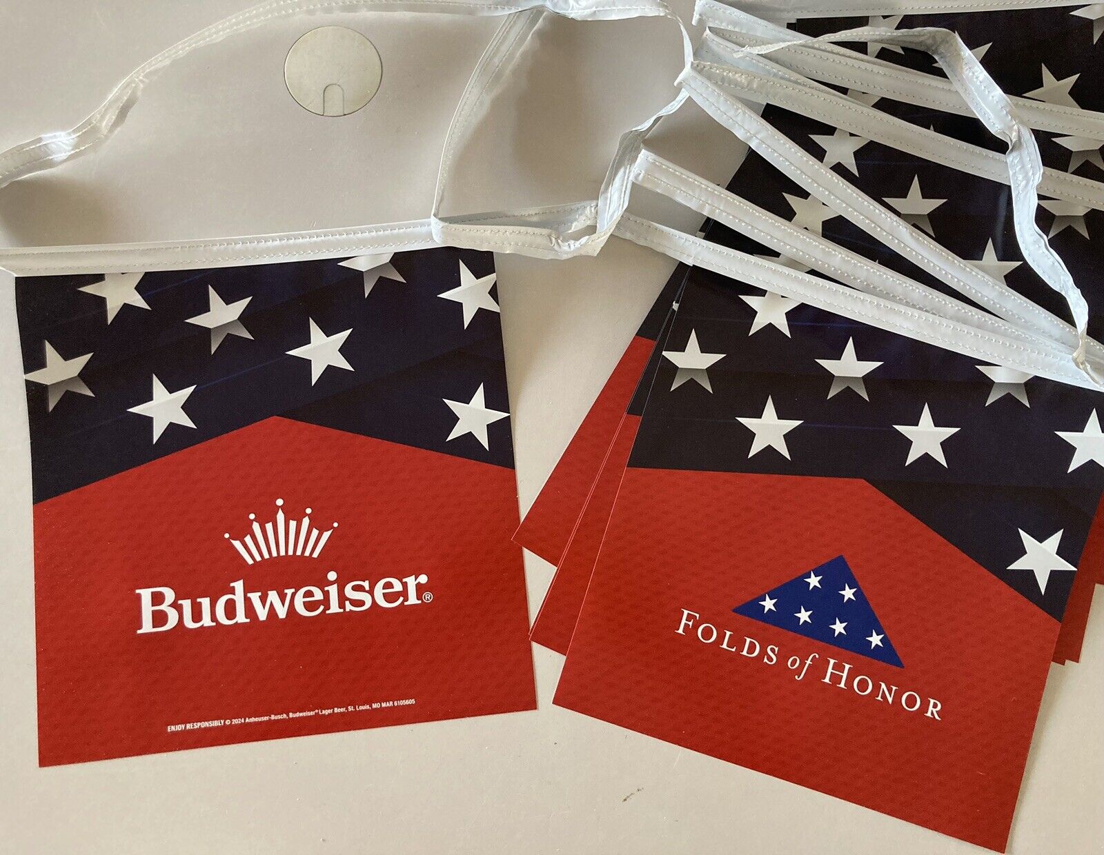 New 21’ Budweiser Folds Of Honor Military Veteran Vinyl Beer String Banner Sign