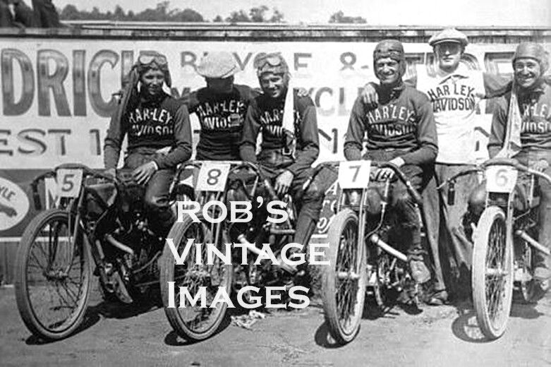 Harley Davidson Motorcycle racing team Photo   Antique  8X10