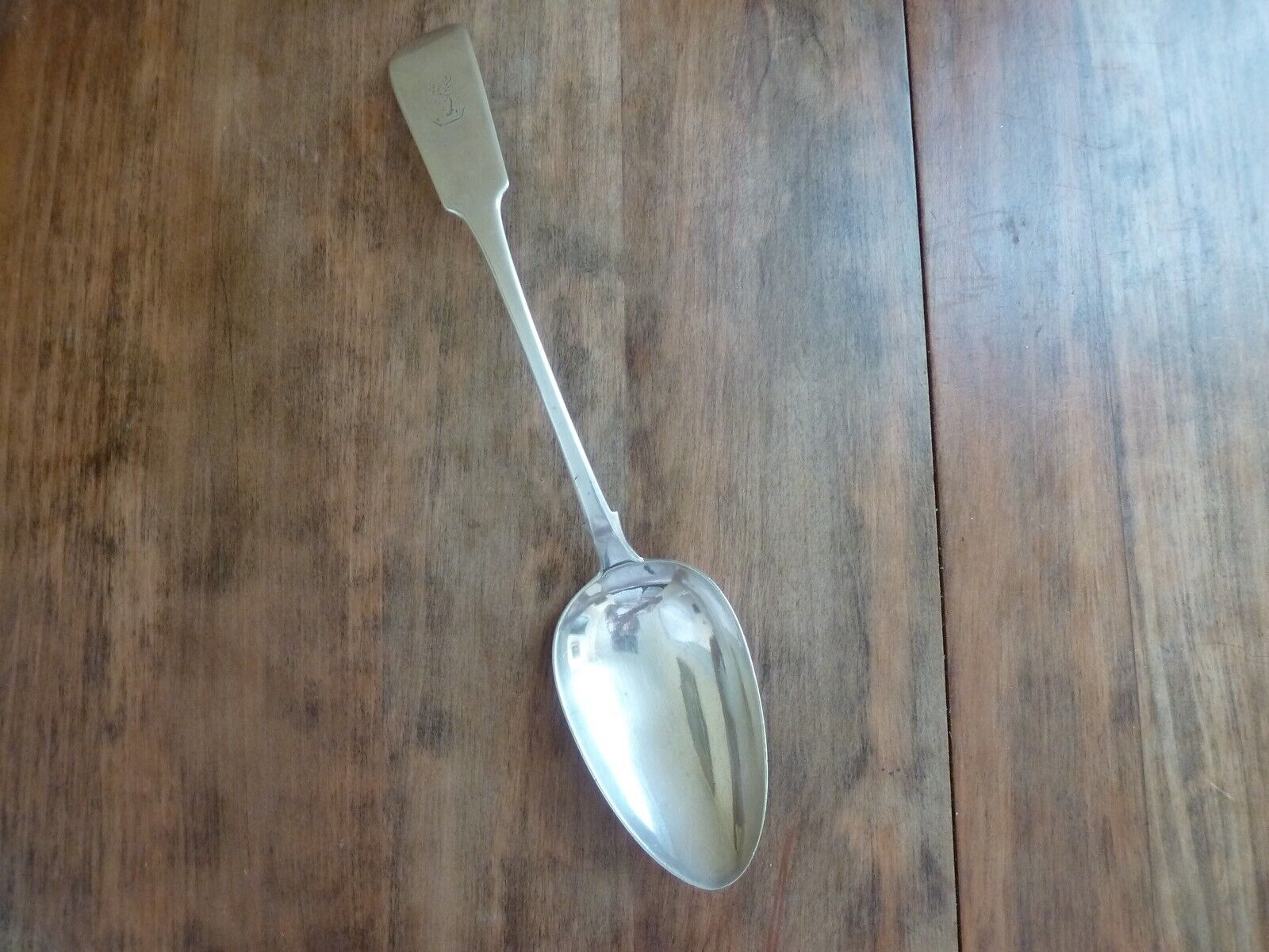 Antique Matthew West Irish Sterling Silver Stuffing Spoon  Crown Stag 140g