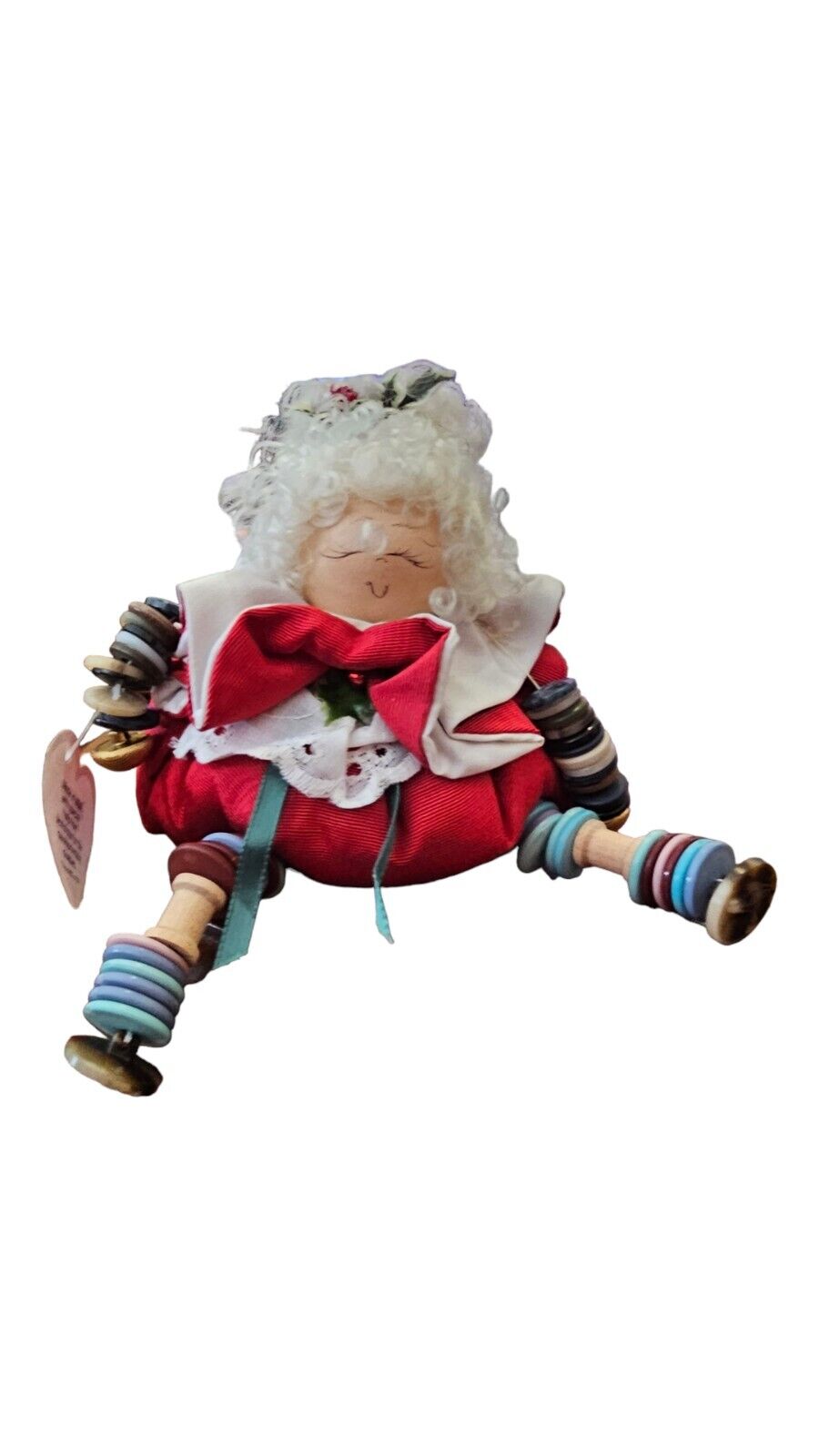 Vintge Mrs. Claus SANTAS Holiday Button Baby 1993 Shelf Sitter Figurine Folk Art