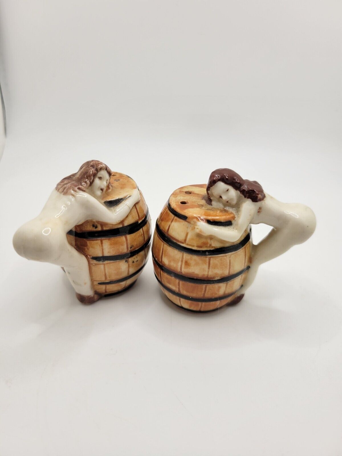 Vintage Nudie Salt And Pepper Shakers Nude Maidens Bent Over Barrell
