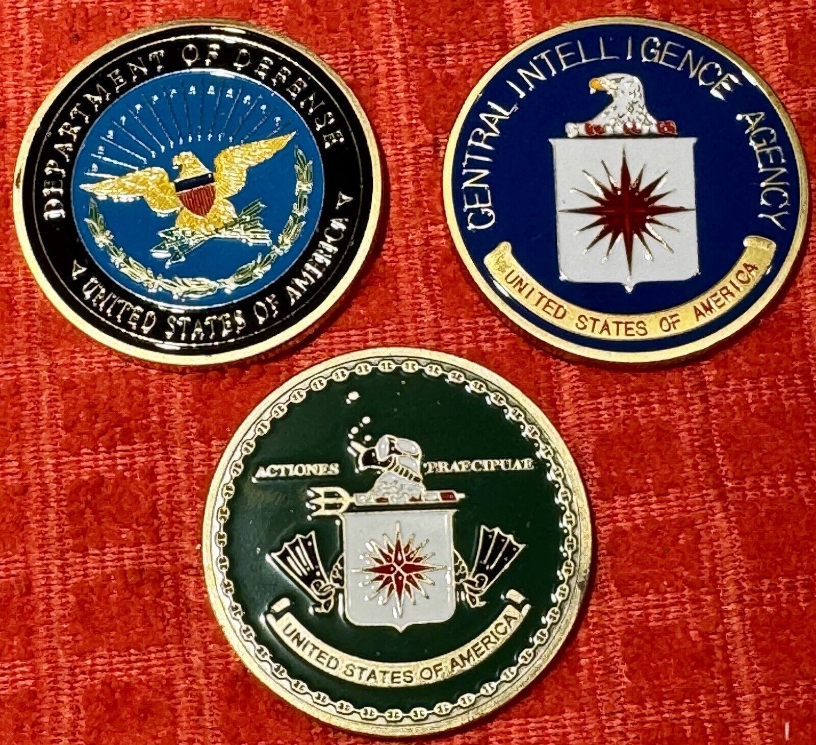 CIA Special Oprrations Group Department Of Defense CIA Challenge Coin Set Of 3