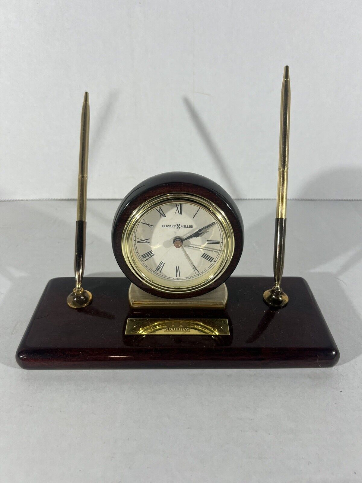 Howard Miller Rosewood Desk Set Table Clock by Howard Miller