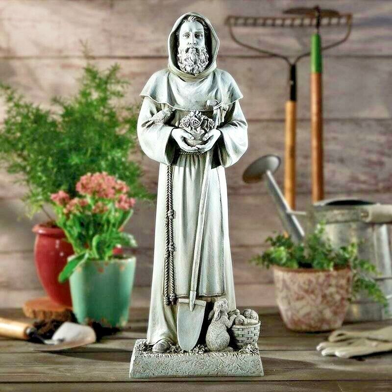 St. Fiacre Gardener Statue 24 inch Statue Church Quality Resin Indoor Outdoor