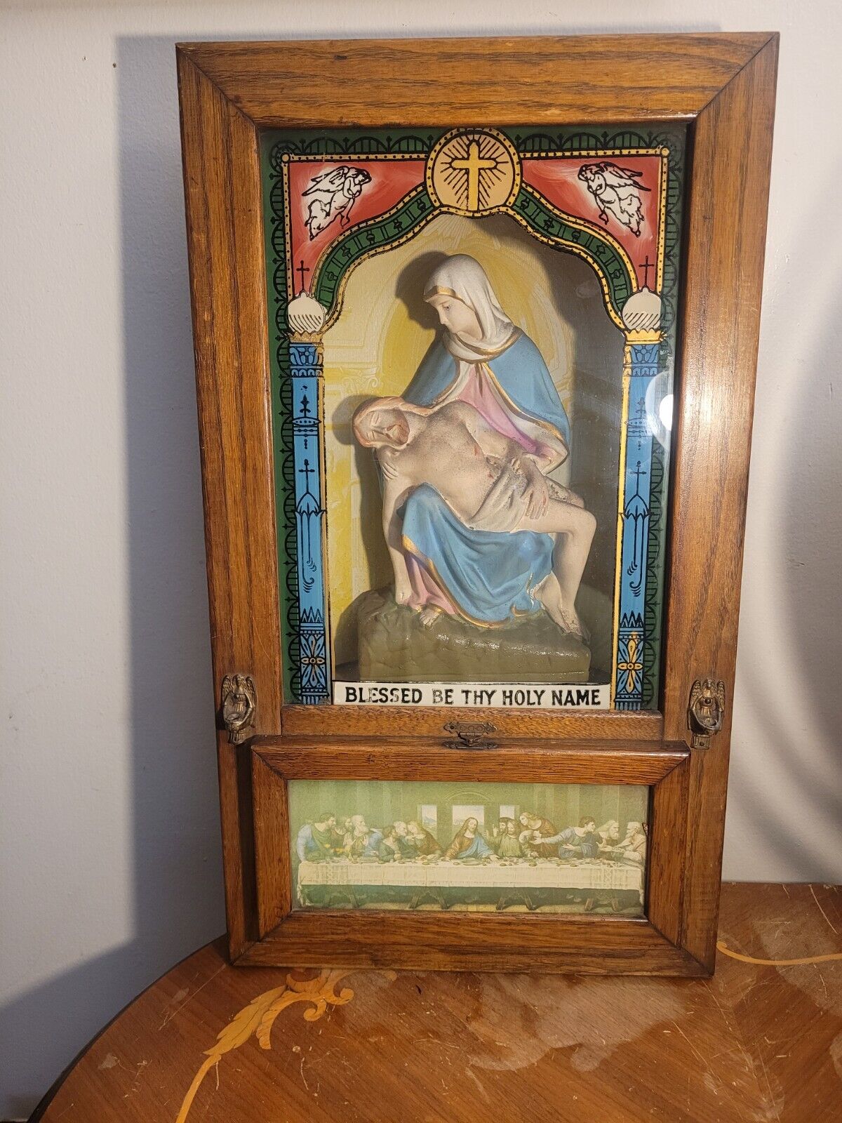 Older Antique Shadowbox Box, Home Prayer 