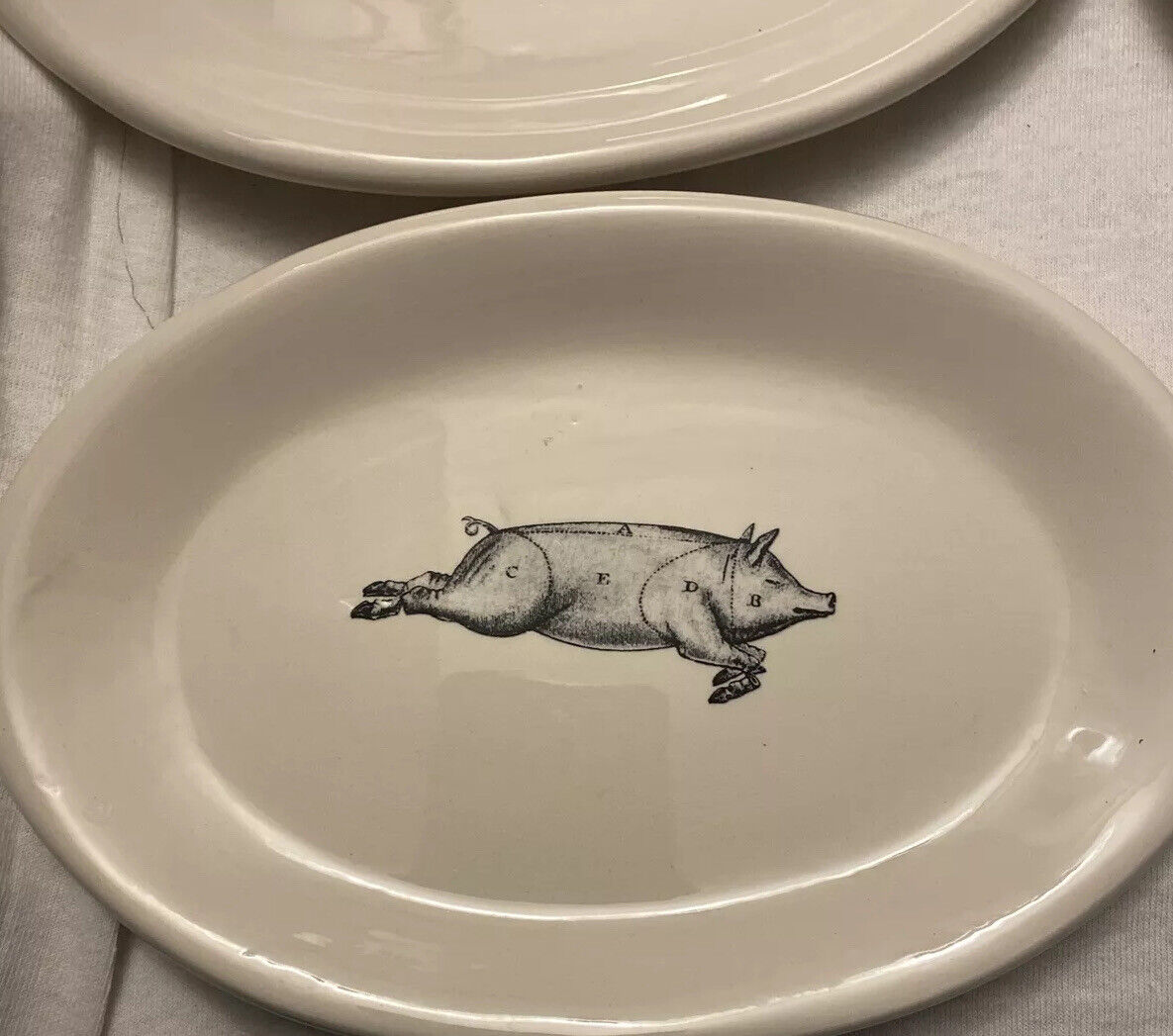Vagabond Vintage Oval Pig Side Plate 5 1/2” X 8” Pork -OVAL Lot Of 4