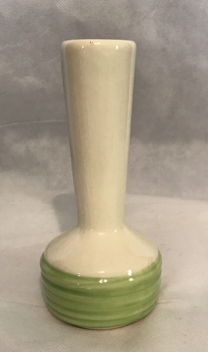 Haeger USA Pottery 6.5” Bobbin Type Bud Vase Lime Green Base Mid-Century Style