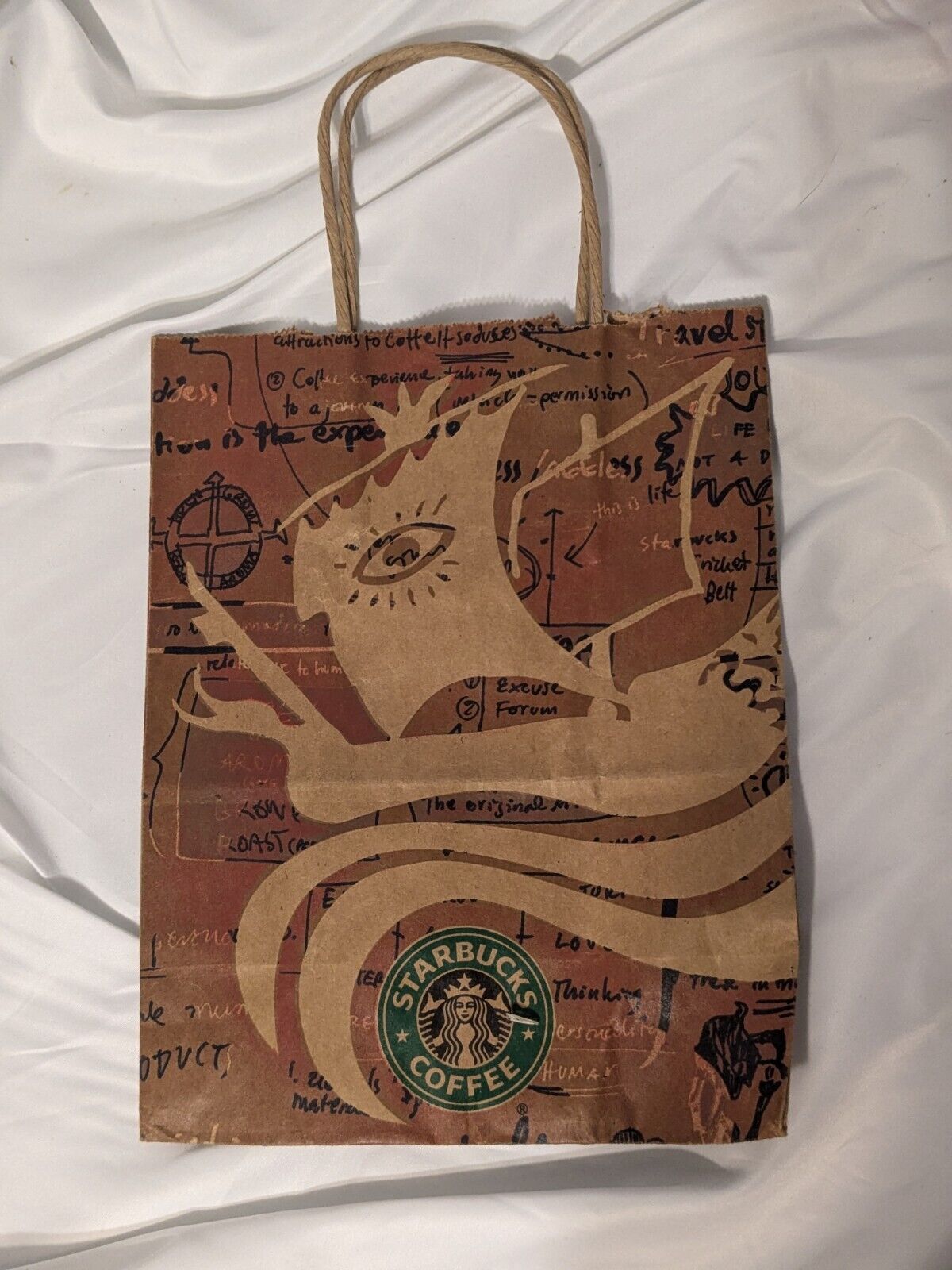Vintage 1998 Starbucks Coffee Paper Shopping Bag 8”X 10” X 4 1/2”