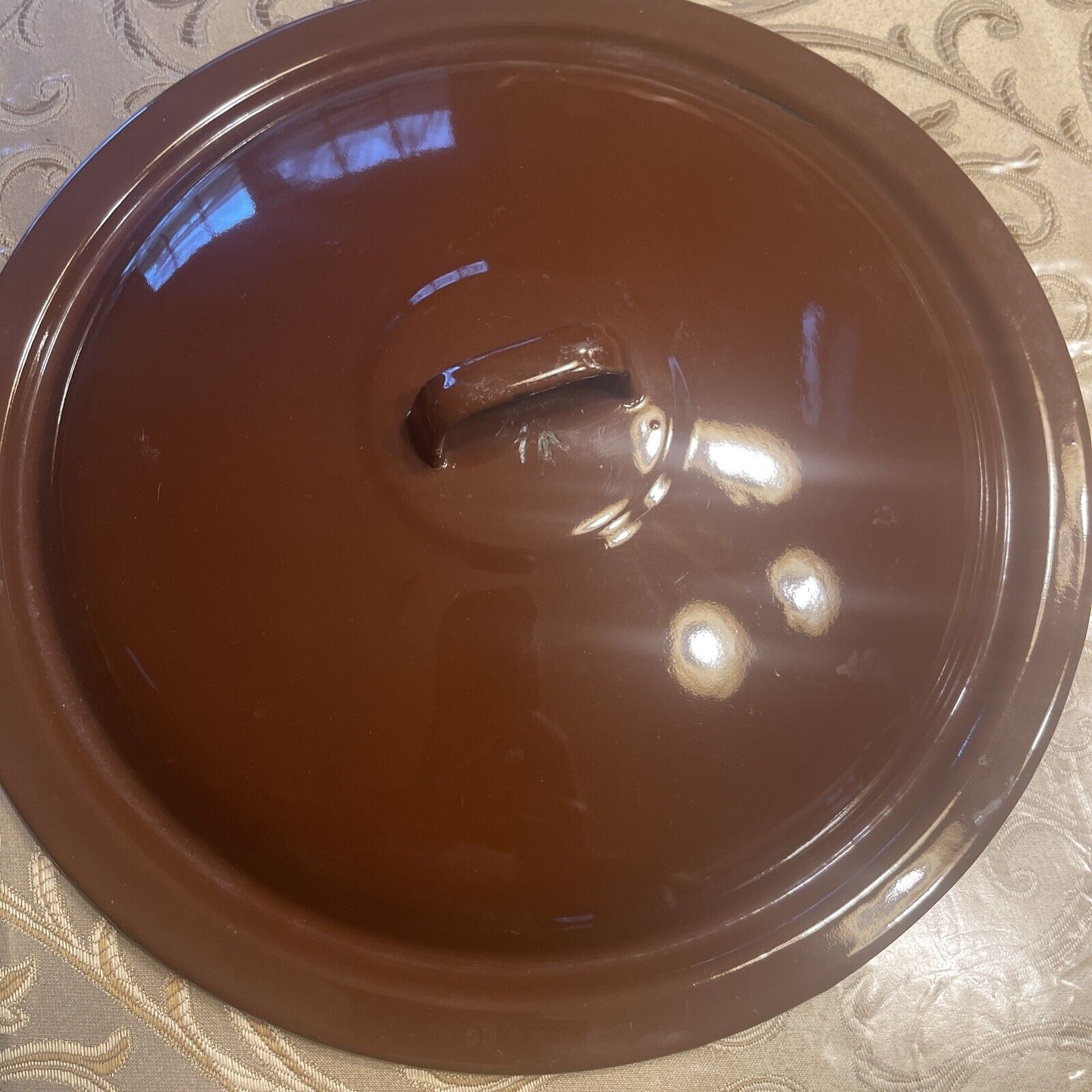 12” Brown Enameled Pot Lid