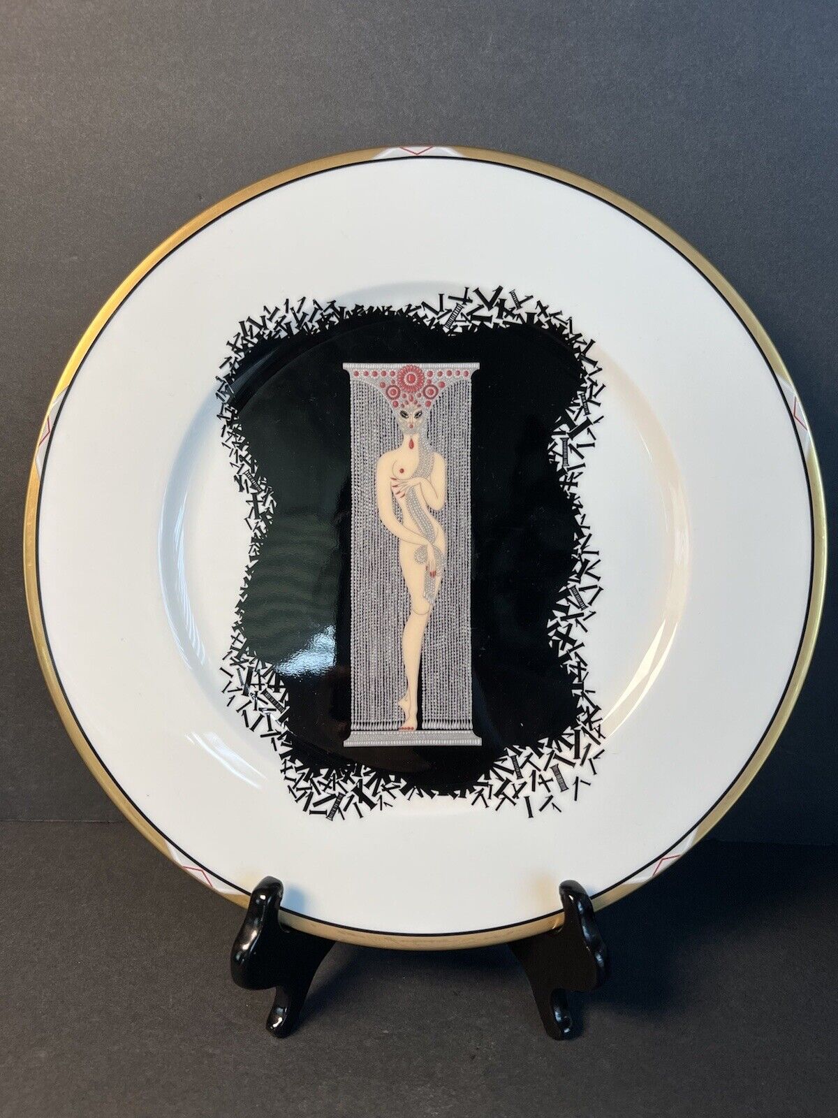 MIKASA ERTE BONE CHINA CHARGER, THE NUMERALS 1 Plate A3201/1987 Japan