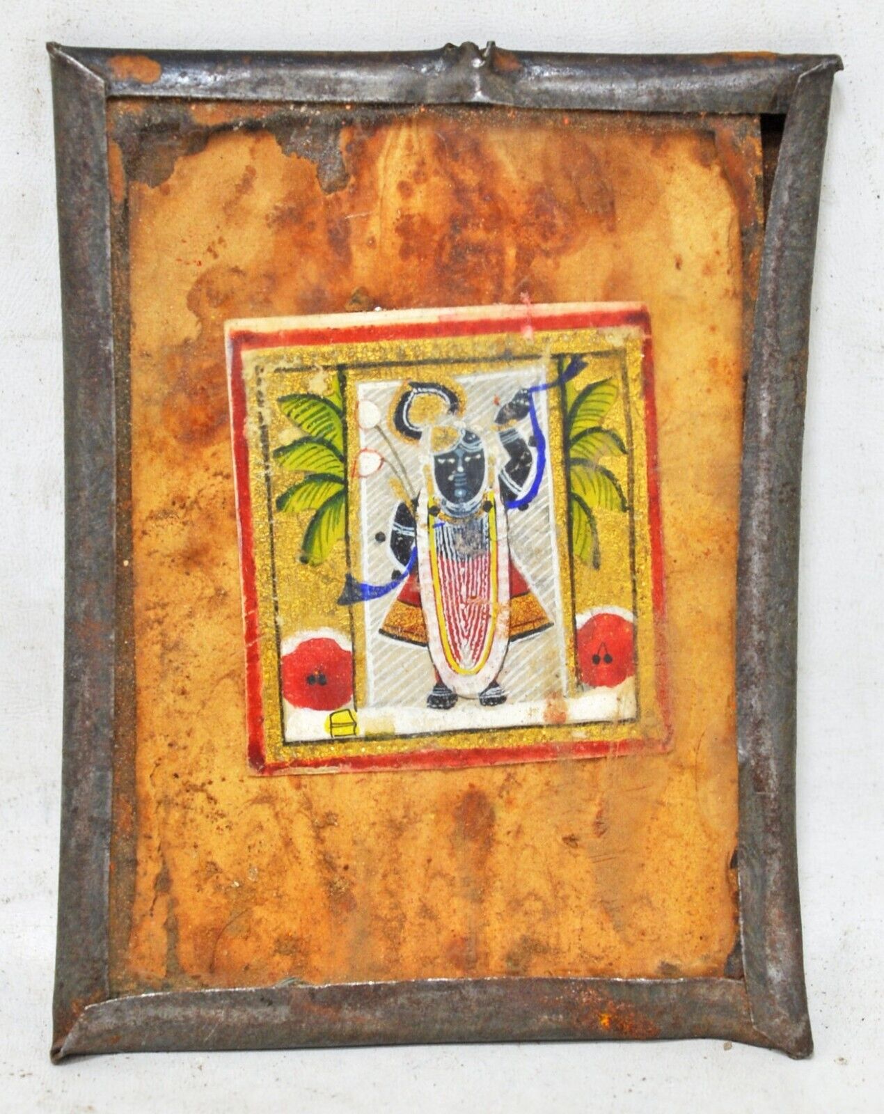 Antique Miniature Water Color Painting God  Shrinathji Original Old Hand Painted