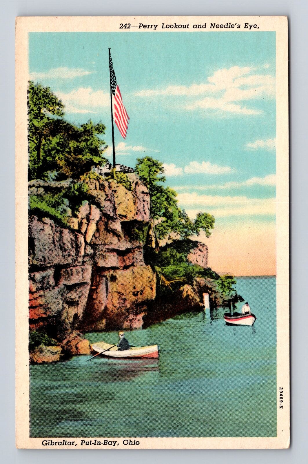 Put In Bay OH-Ohio, Perry Lookout And Needle's Eye, Antique, Vintage Postcard