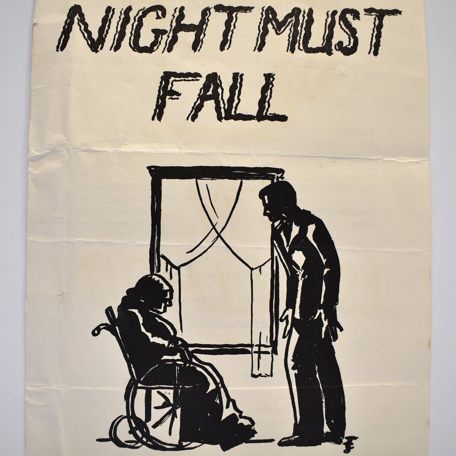 1942 Night Must Fall Emlyn Williams Play Program Vassar College Poughkeepsie