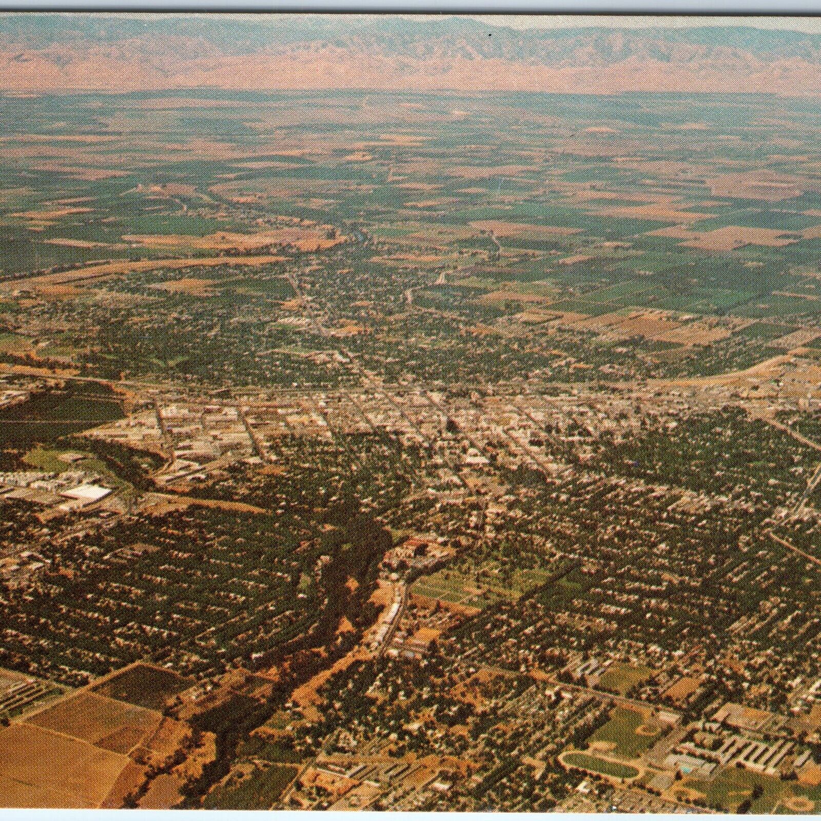 c1960s Modesto, CA Birds Eye City Aerial Chrome Photo San Joaquin Valley PC A232