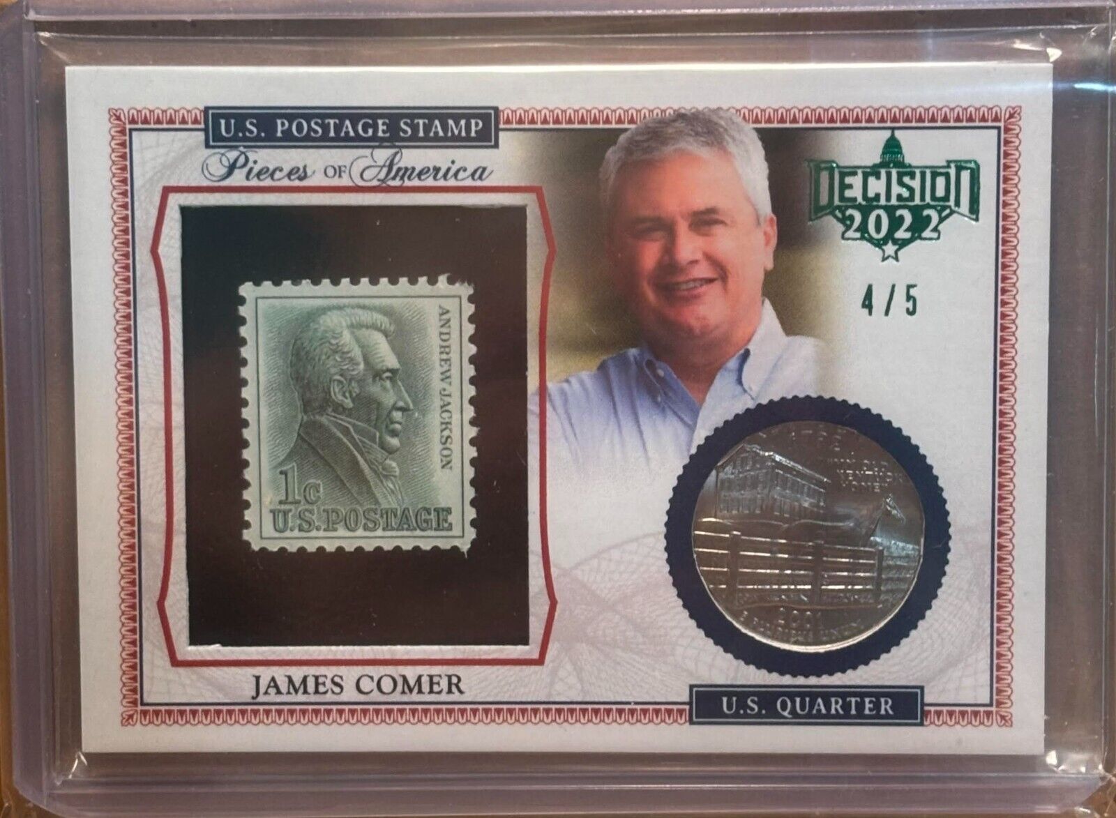 REP. JAMES COMER 2022 DECISION #D 4/5 STAMP/QUARTER COIN CARD RELIC REPUBLICAN