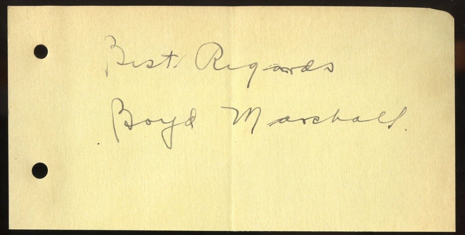 Boyd Marshall d1950 signed autograph auto 3x6 Cut American Stage & Screen Actor