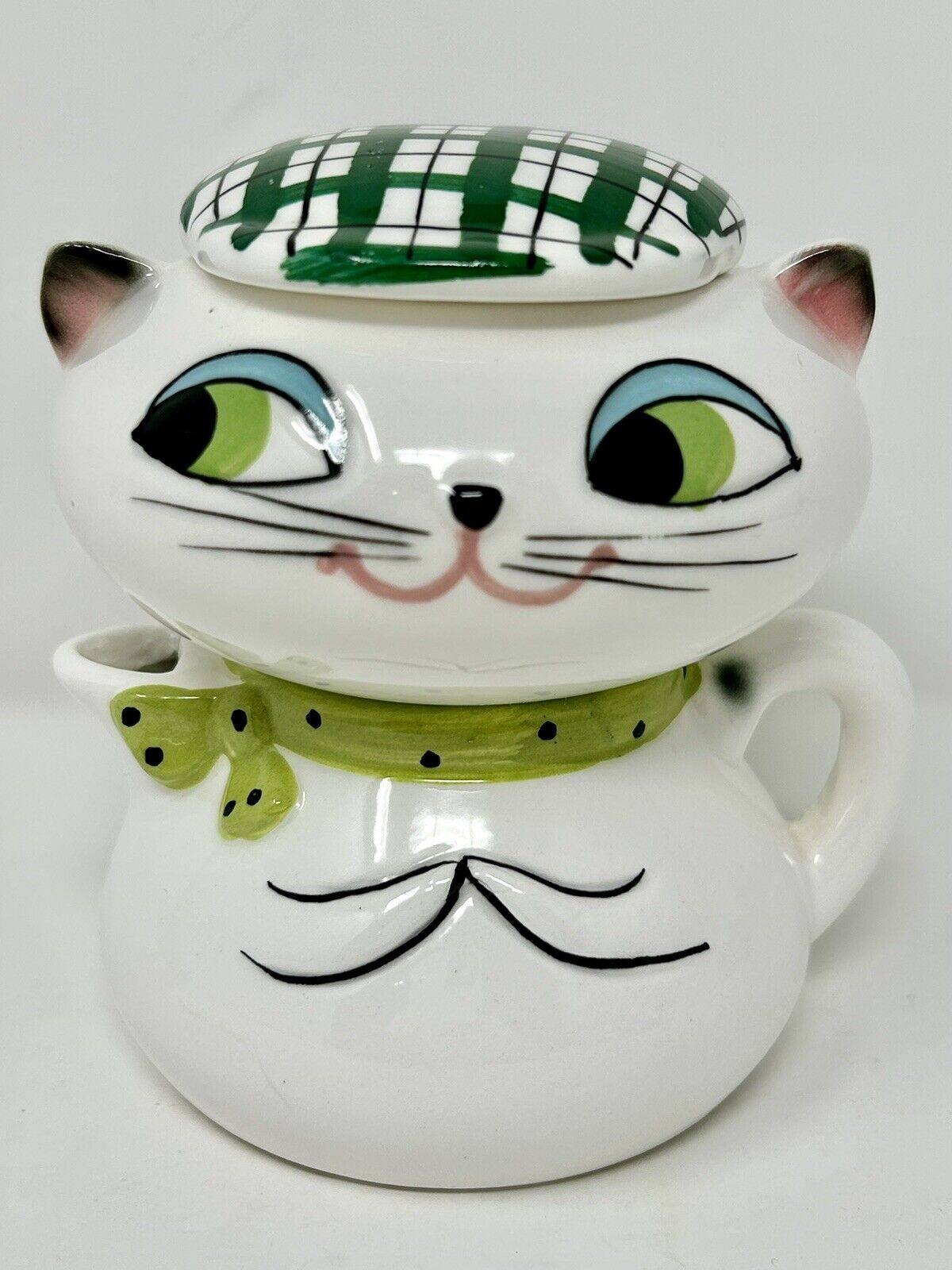 Holt Howard Cozy Kitten/Cat Stacking Creamer & Sugar Bowl 3/hat Japan 1959 RARE