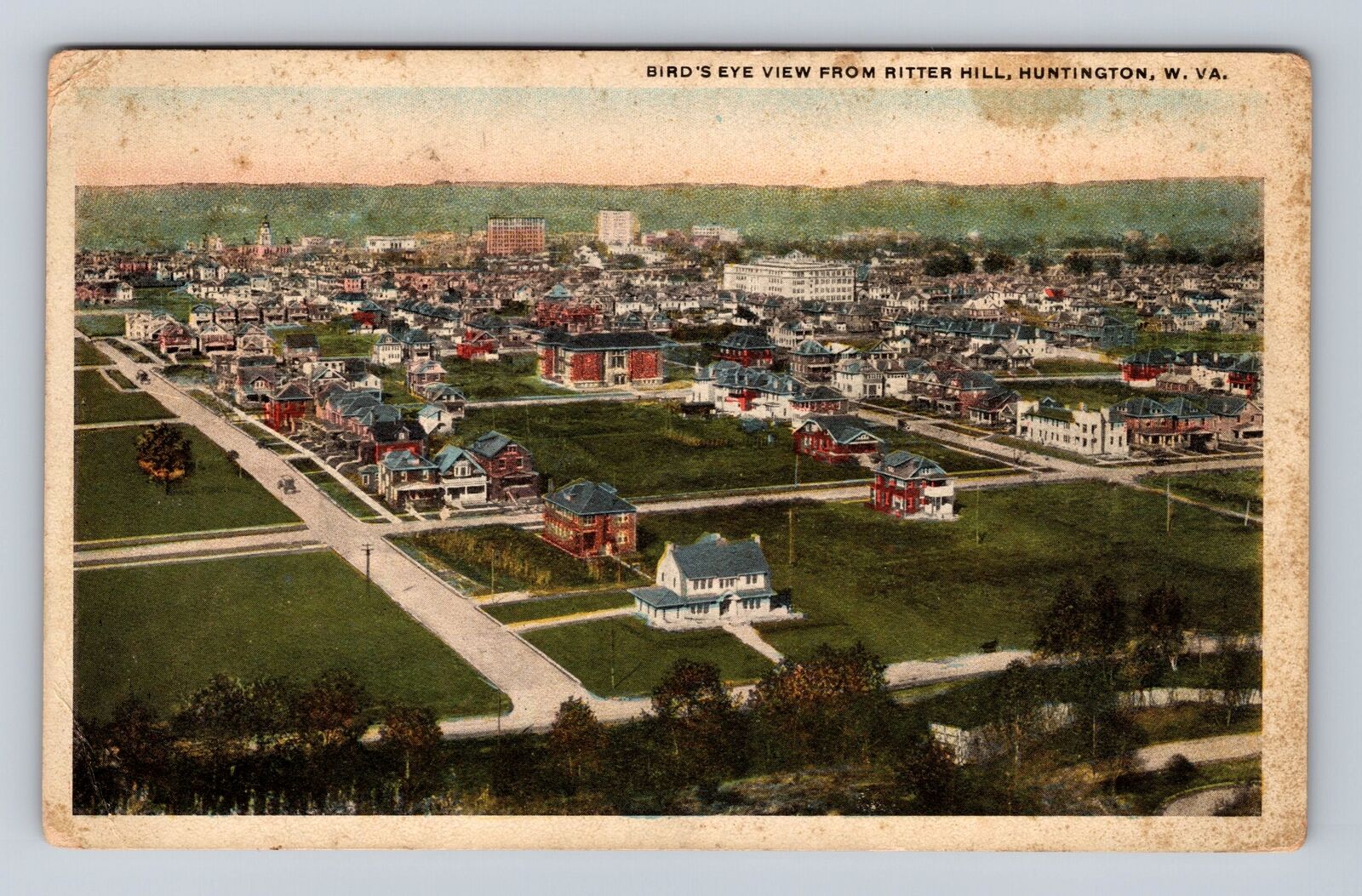 Huntington WV- West Virginia, Aerial From Ritter Hill, Antique, Vintage Postcard