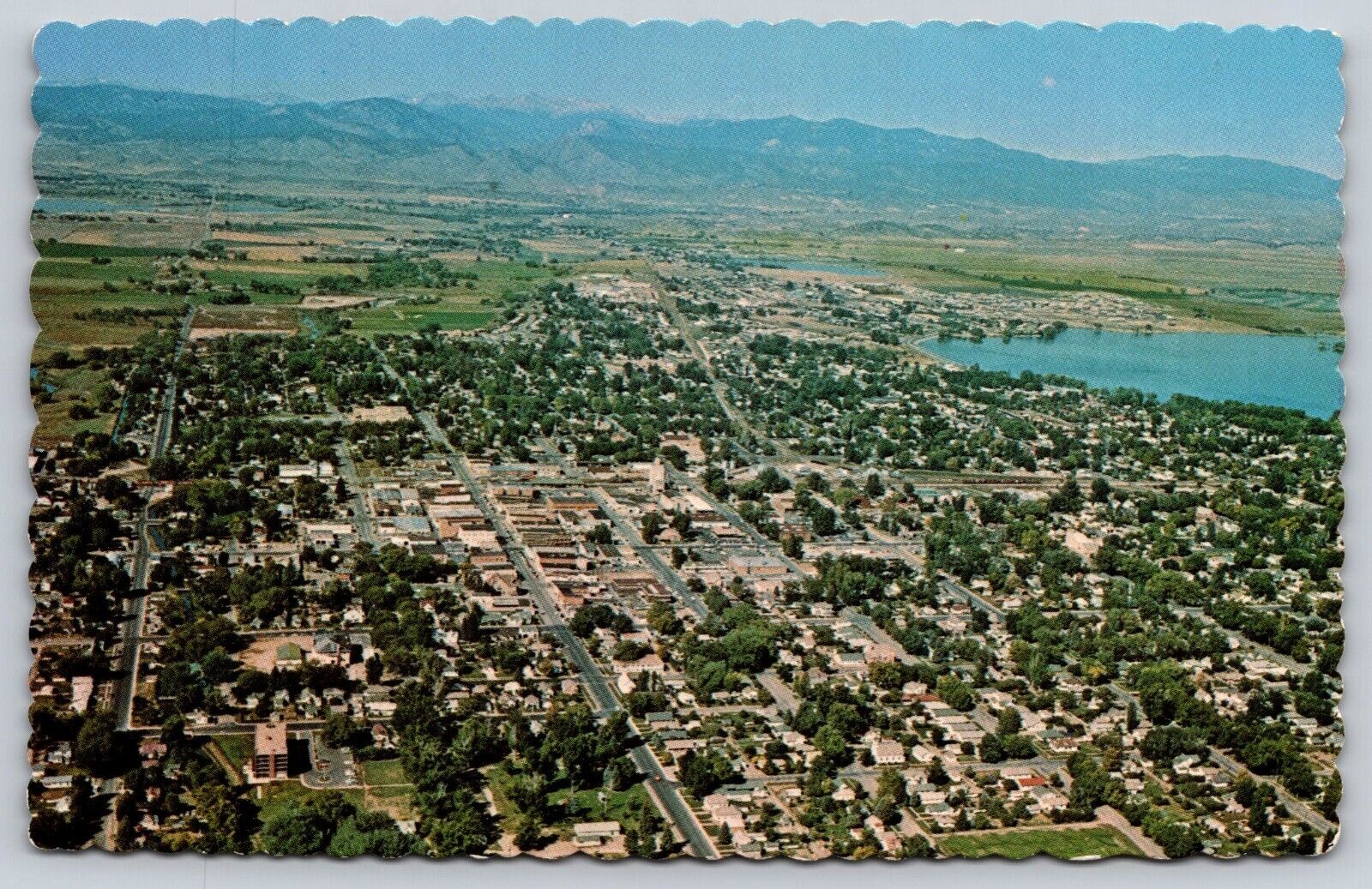Postcard Loveland Colorado & Lake Loveland Aerial View
