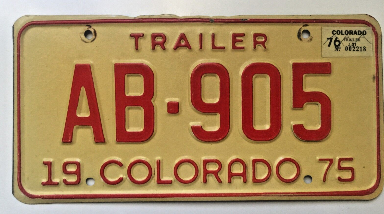 1975 Colorado Trailer License Plate Authentic Car Collectable Man Cave