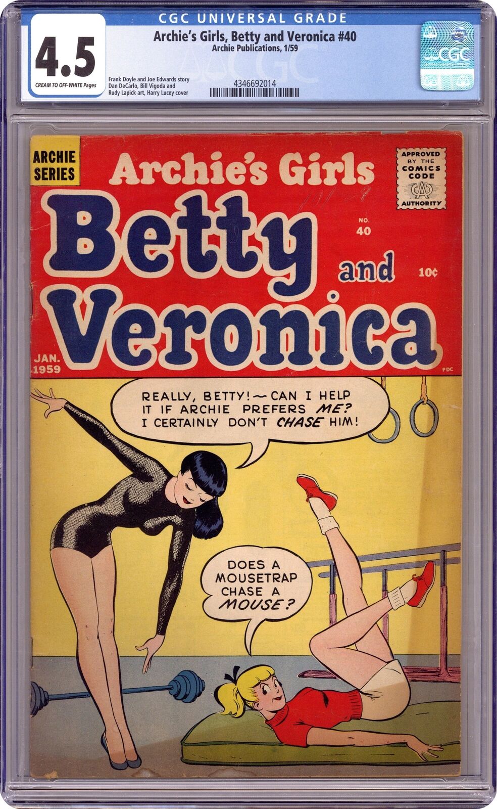Archie's Girls Betty and Veronica #40 CGC 4.5 1959 4346692014