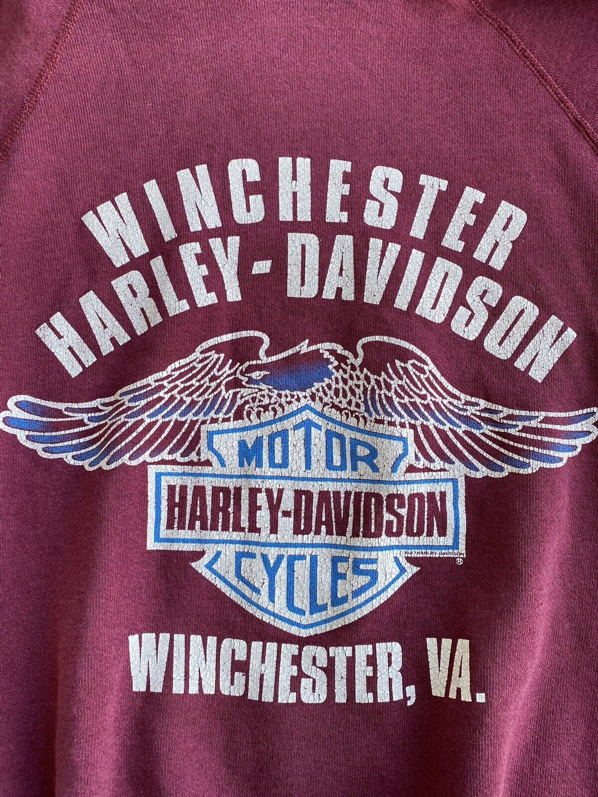 VTG Harley Davidson 1980s Sweat Shirt Wincester Virginia Sz M USA Bassett Walker