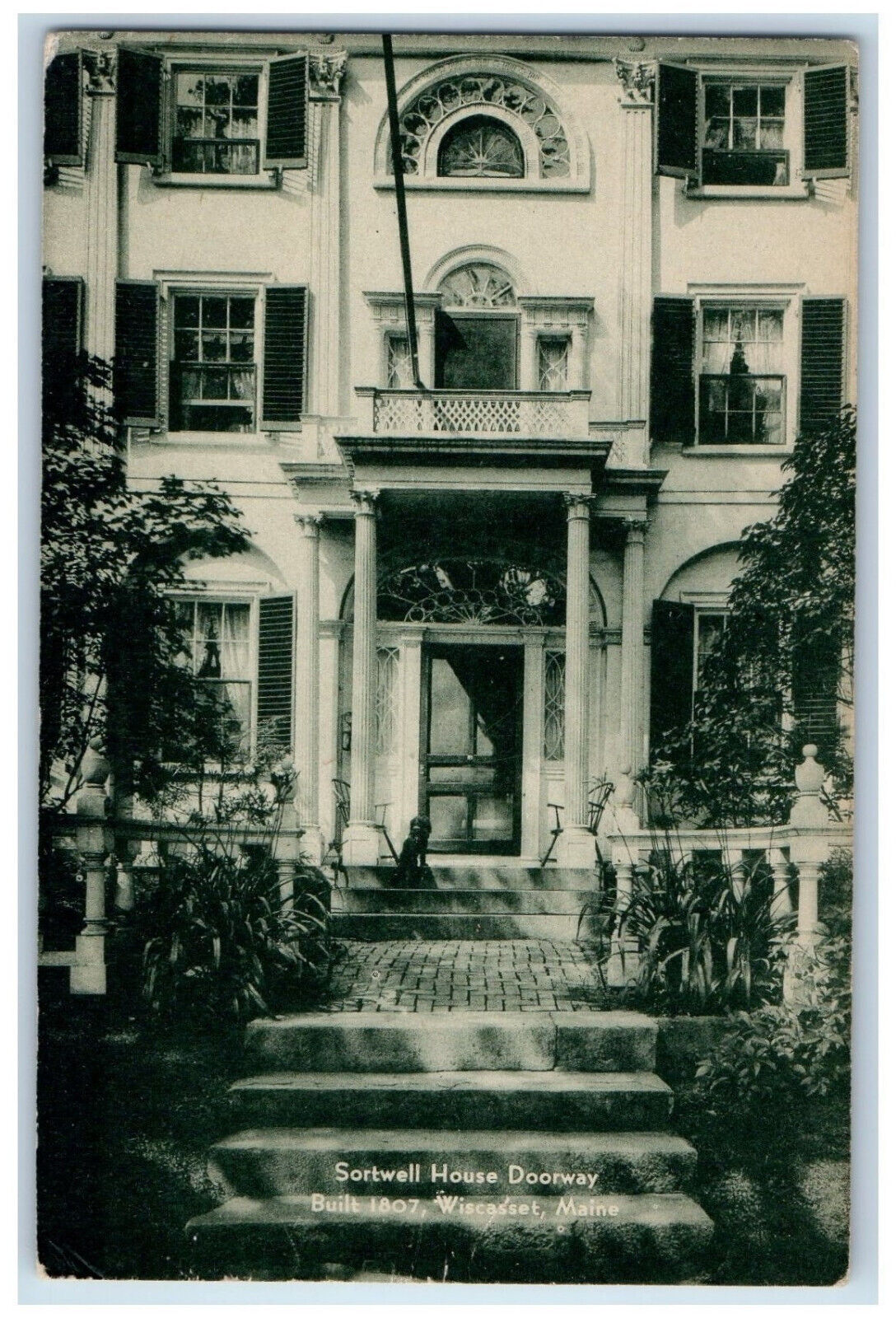 c1940\'s Sortwell House Doorway Wiscasset Maine ME Vintage Unposted Postcard