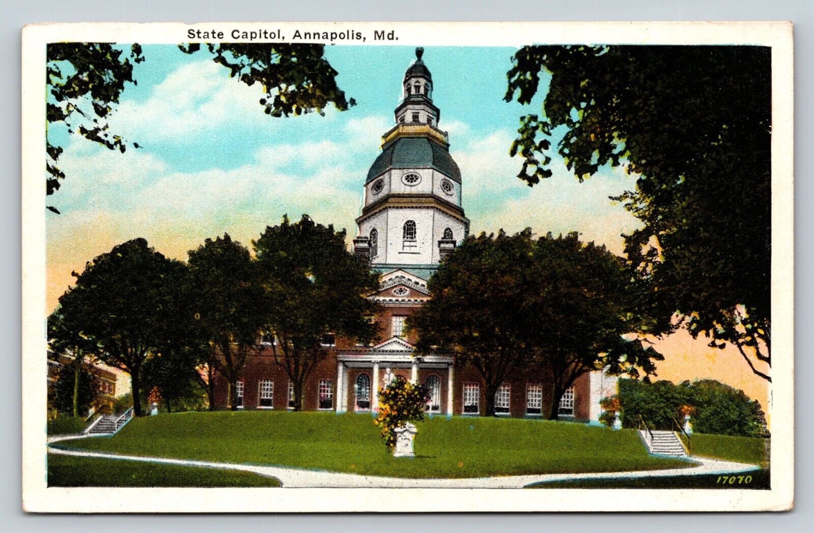 Annapolis, Maryland MD State Capitol, Beautiful Landscape VINTAGE Postcard