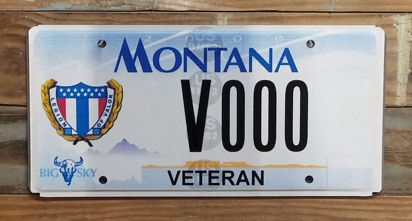 Montana expired 2000 LEGION OF VALOR - VETERAN Sample License Plate - V000 ~Flat