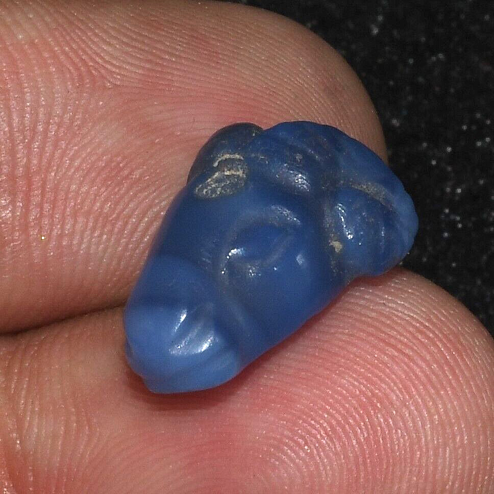 Authentic Ancient Greco Bactrian Natural Blue Agate Stone Bead Ca. 2800-2300 BC