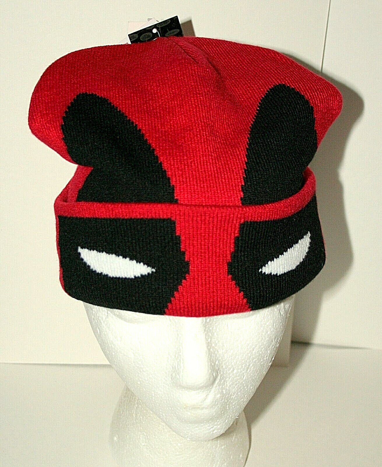 Marvel Comics Deadpool Red Winter Knit Cap Hat New Flip Down Cuff OSFM
