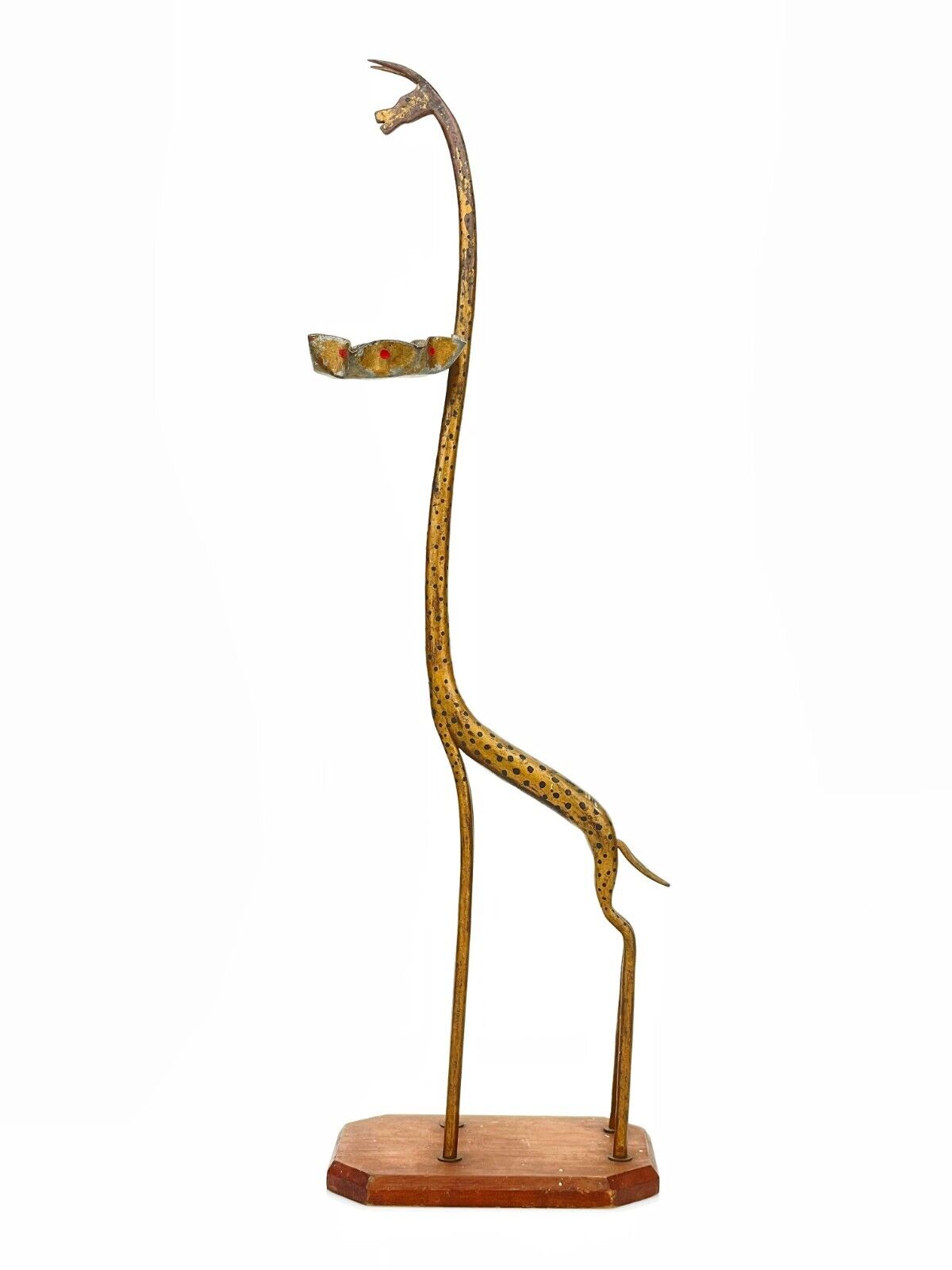 Vintage Thomas Molesworth Wrought Iron Giraffe Sculptural Ashtray Smoking Stand