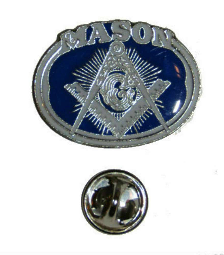 MASONIC Mason Freemason Symbol Blue Grey Oval Bike Hat Cap lapel Pin
