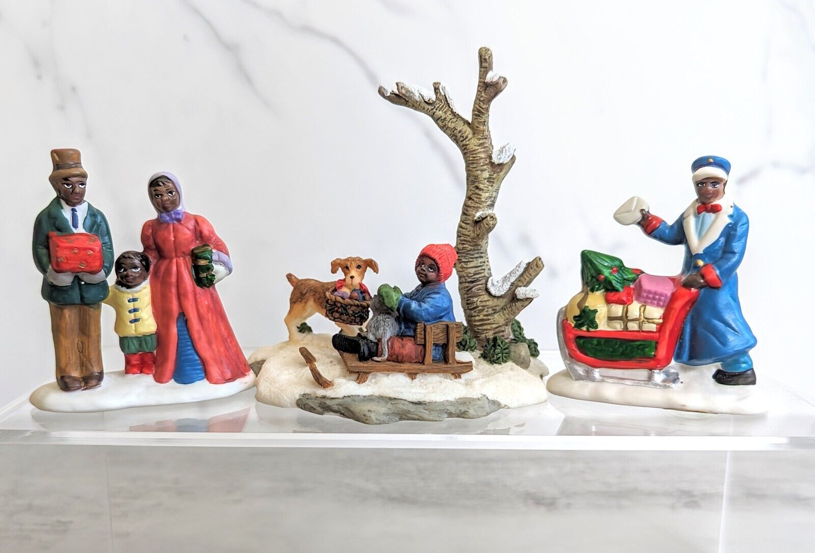 Vintage O'Well Black African American Christmas Village Ceramic Figurines RARE