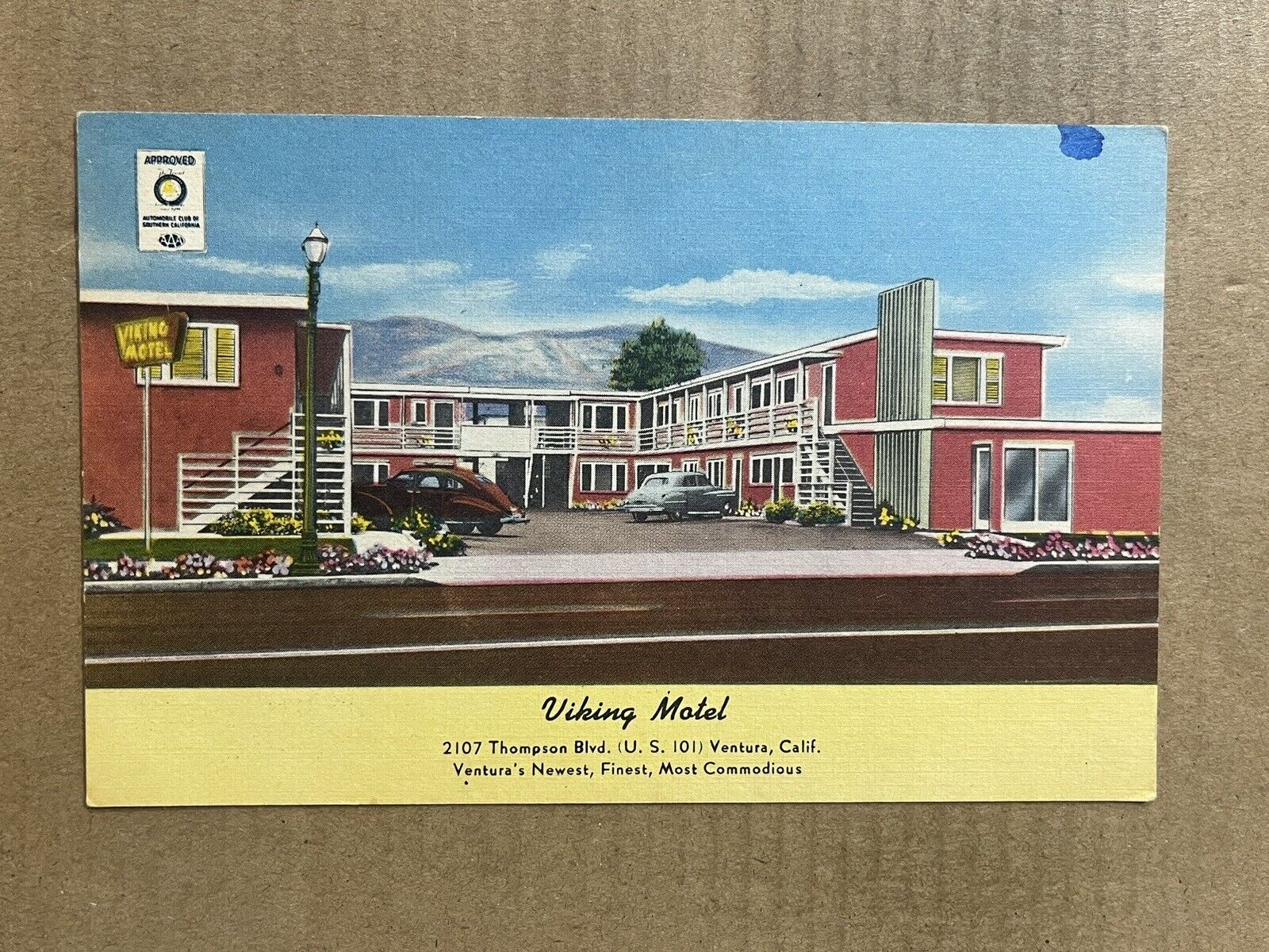 Postcard Ventura CA California Viking Motel Thompson Blvd Vintage Roadside PC