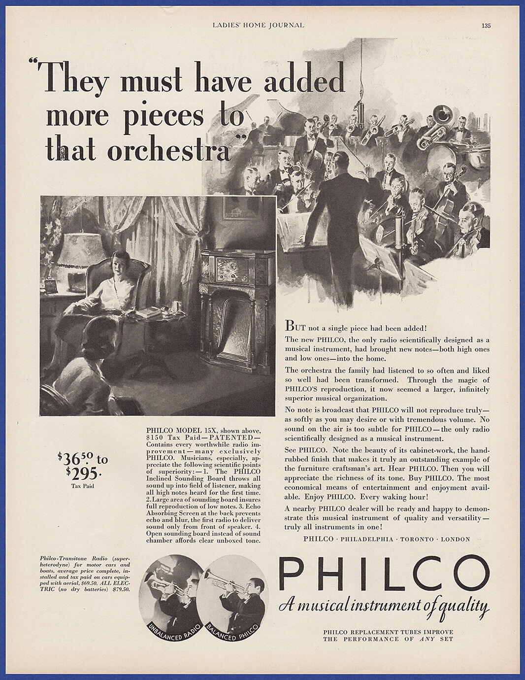 Vintage 1932 PHILCO Model 15X Super-Heterodyne 11 Tube Radio 1930\'s Print Ad