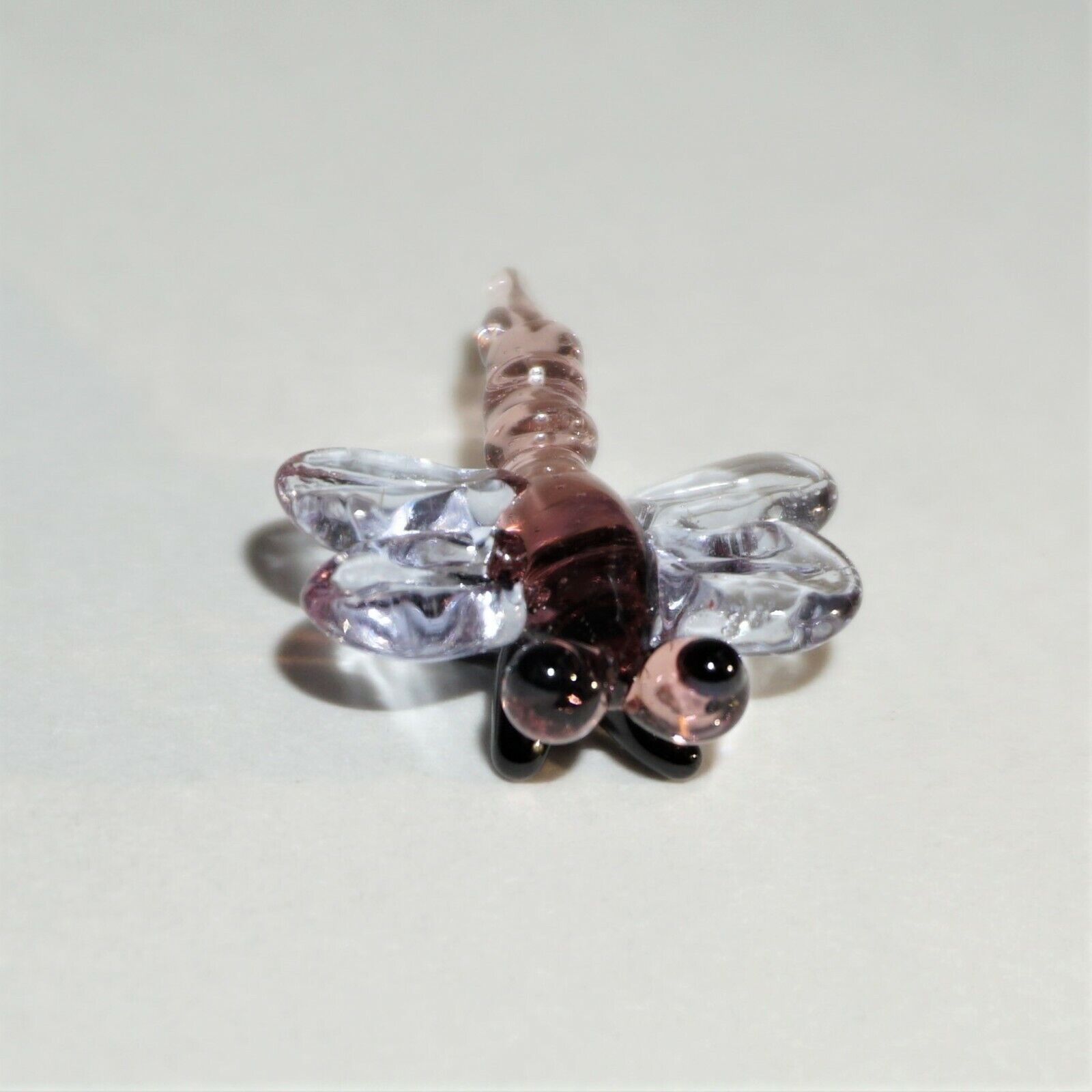 Ganz Miniature World Collectibles Blown Glass Dragonfly Purple Clear #EK4042 JB