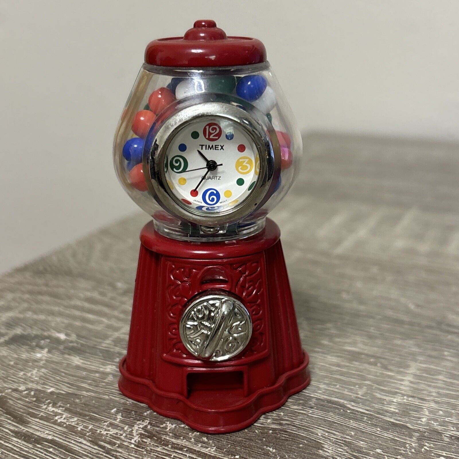 Vintage TIMEX Collectible Mini-Clock Gumball Machine Red