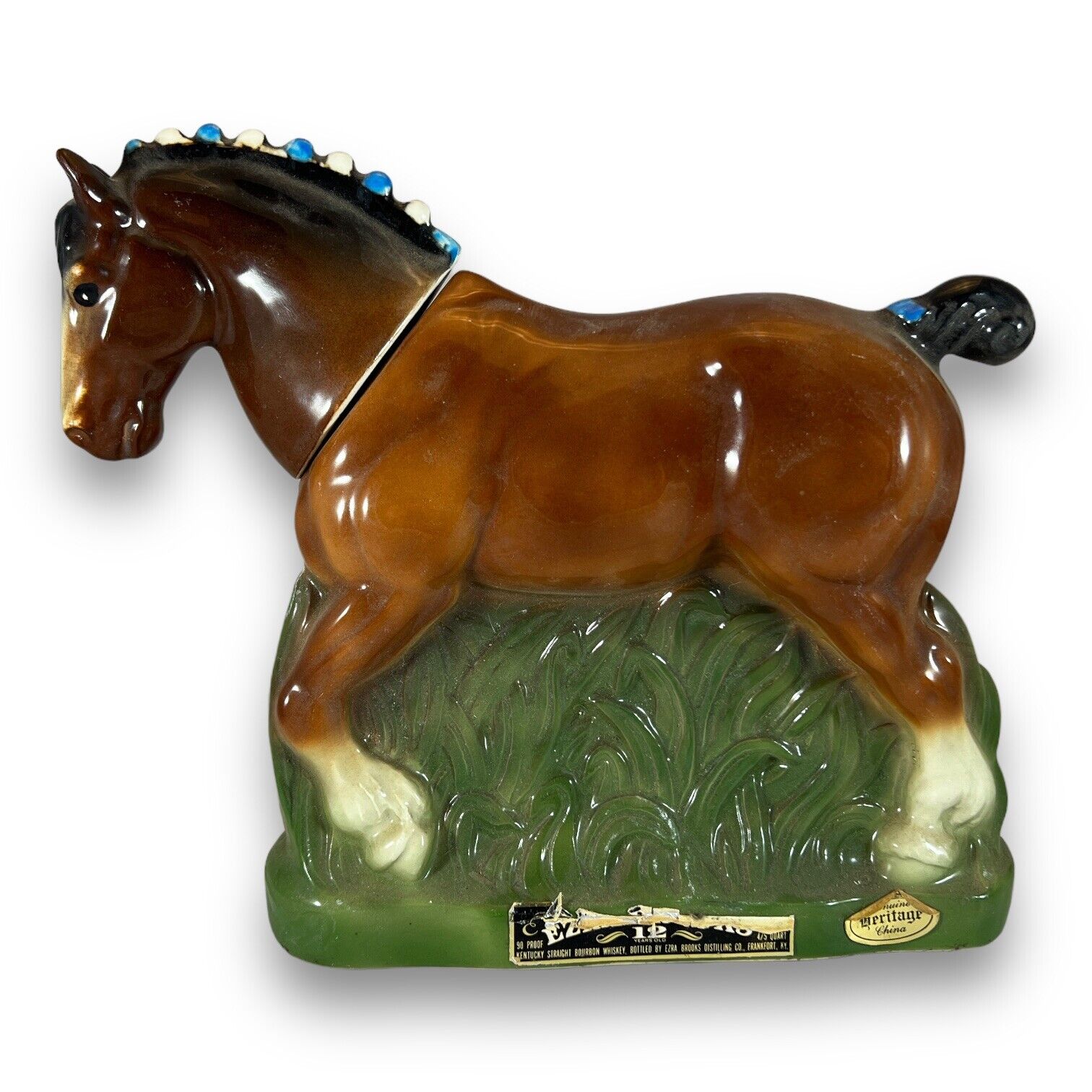 Beautiful Vtg  Ezra Brooks Heritage China  Clydesdale Horse Decanter 1974