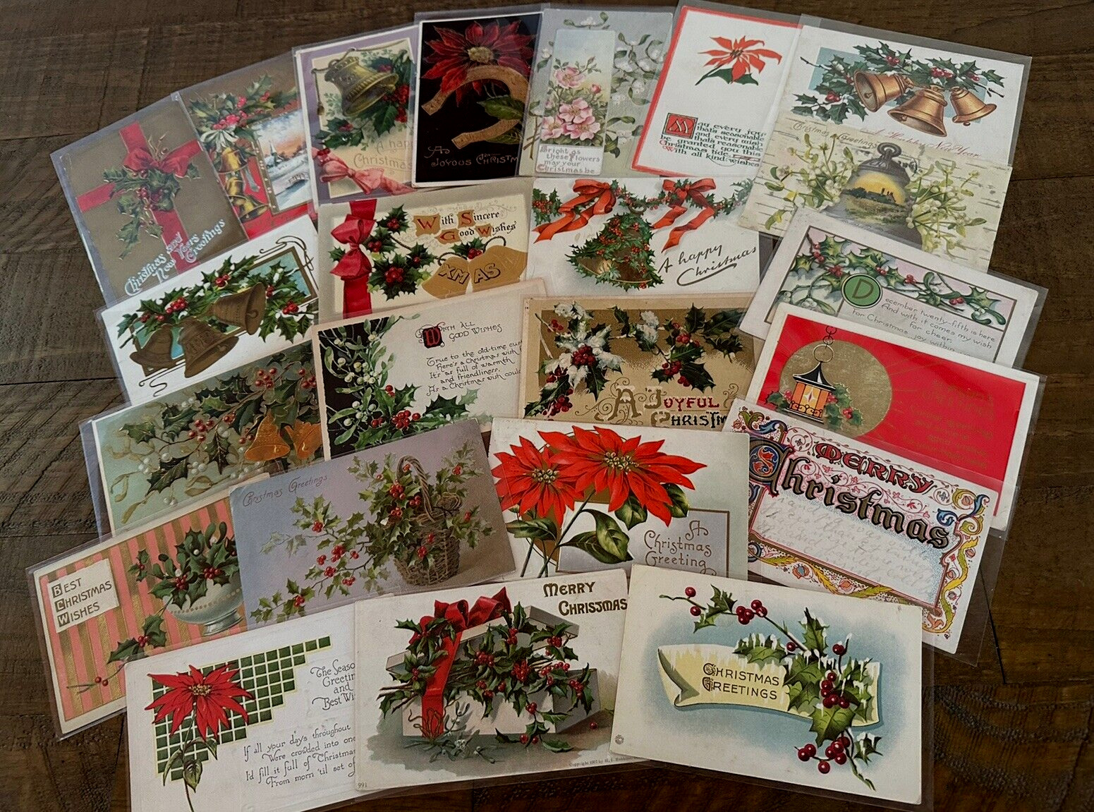 Lot of 22 ~Antique ~Christmas Vintage  Postcards~Early 1900's~ in Sleeves~h798