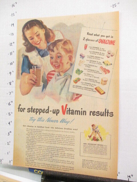 newspaper ad 1946 American Weekly OVALTINE kid drink mix vitamins mom