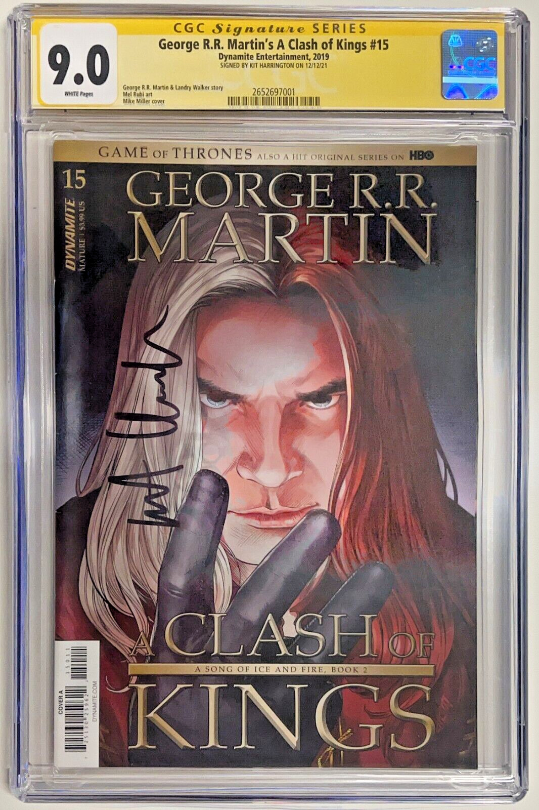 CGC SS Graded 9.0 George R.R. Martin Clash of Kings #15 Signed by Kit Harington