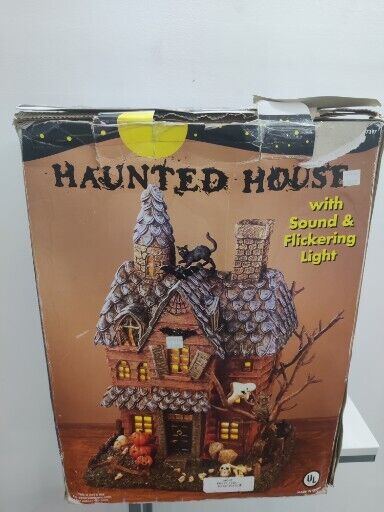 Animated Halloween Haunted House Sound Flickering Lights Large 17 Inches Working