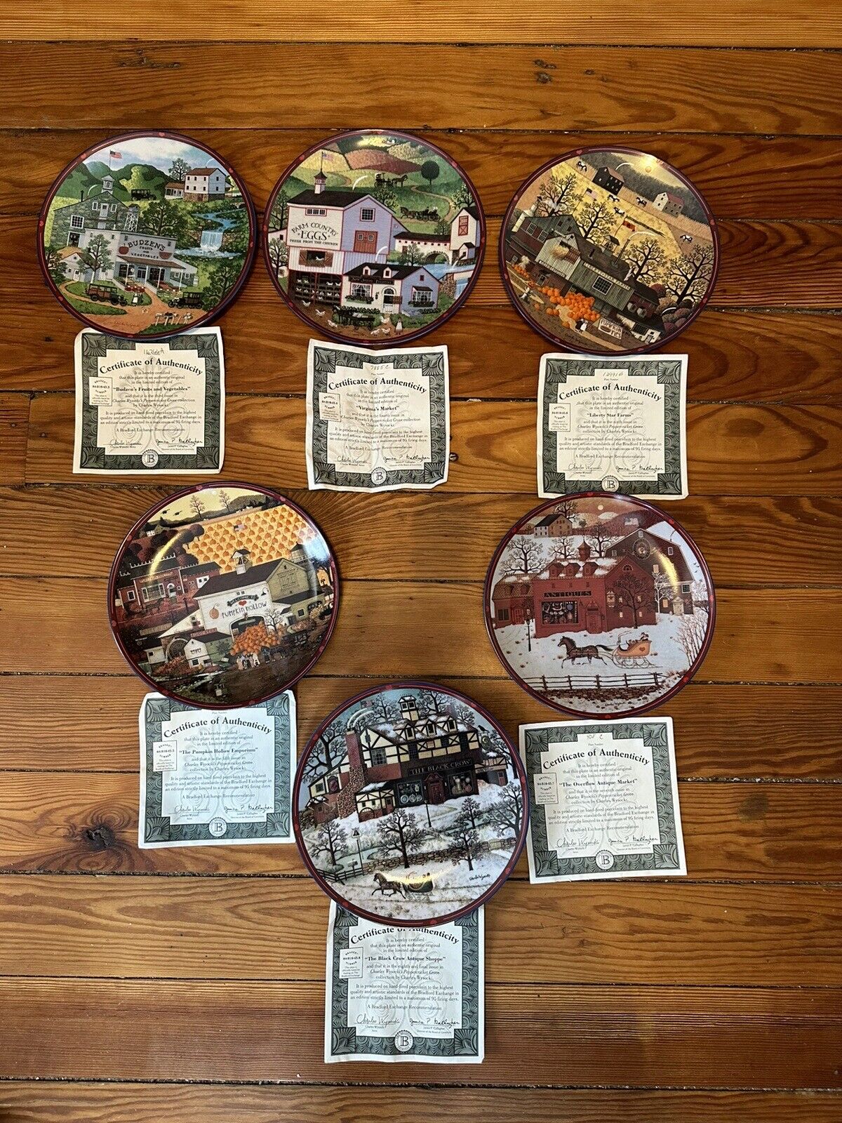 6 Bradford Exchange PEPPERCRICKET GROVE Decorative Plates by Charles Wysocki