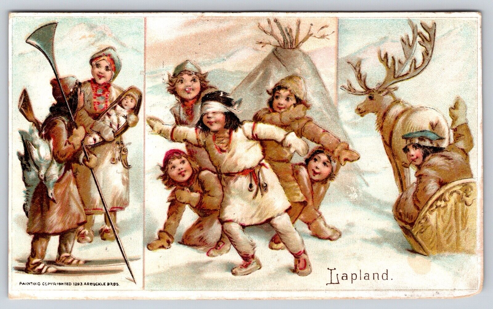 Antique Victorian Trade Card Arbuckle Bros Coffee Lapland Children Vintage