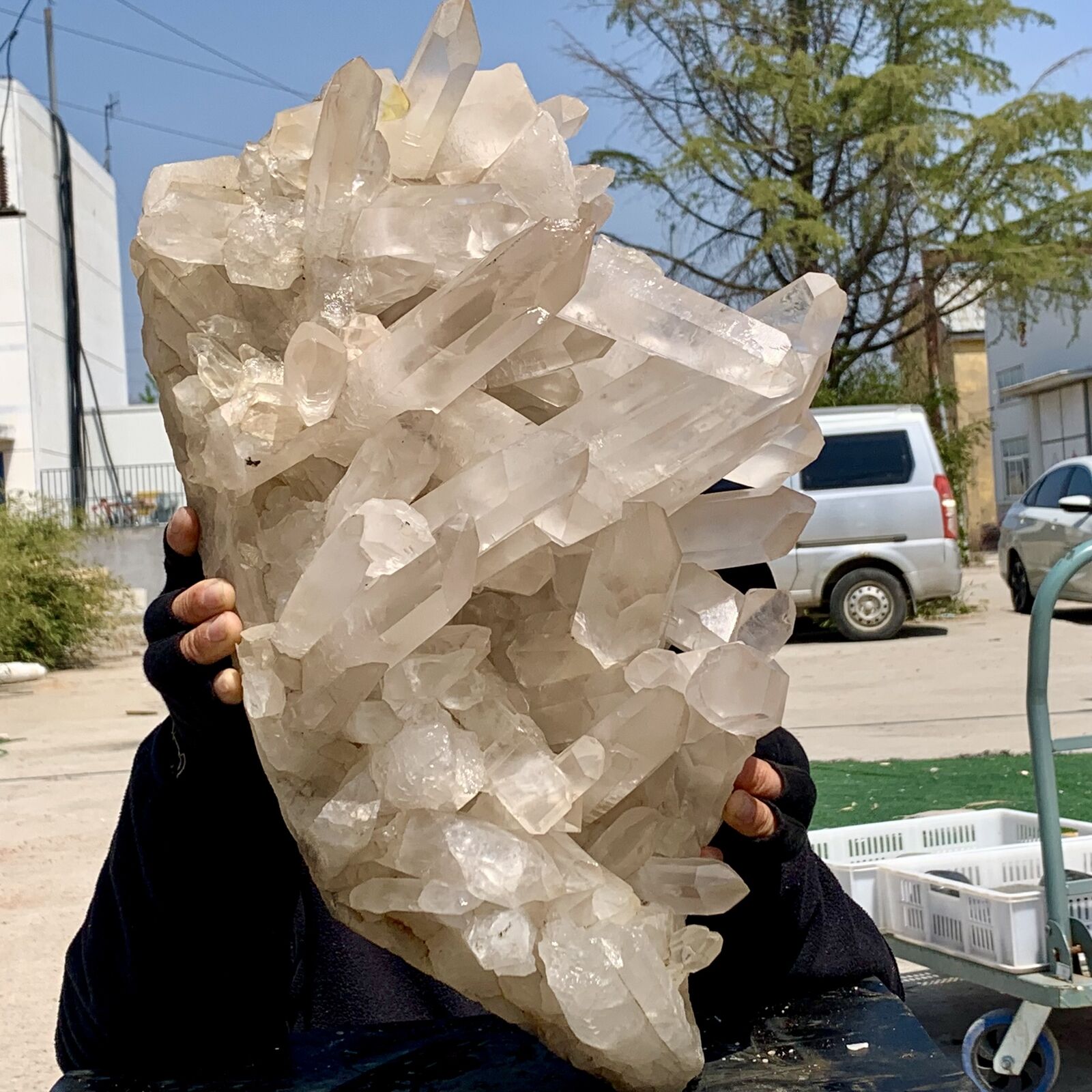 45.36LB Natural Large Himalayan quartz cluster white crystal ore Earth specimen